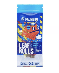 Zbliżenie na opakowanie Palmero MINI z 2 owijkami z liścia palmowego i bambusowym ubijakiem. Produkt bezsmakowy, 100% naturalny, do wolnego spalania