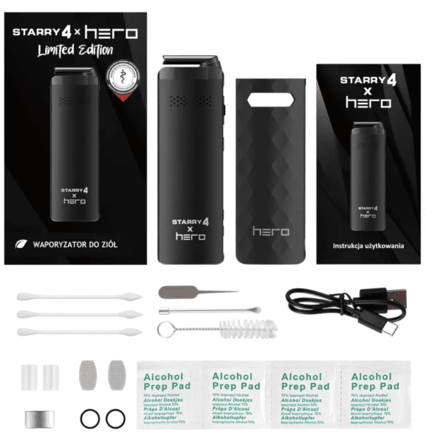 Zestaw Starry 4 x HERO – urządzenie, akcesoria i etui HERO.