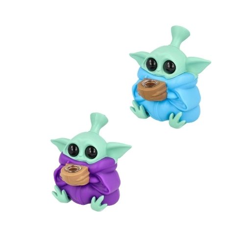 bongo silikonowe baby yoda fiolet i niebieski dwa bonga mini