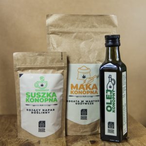 olej konopny mąka konopna herbata konopna Zestaw